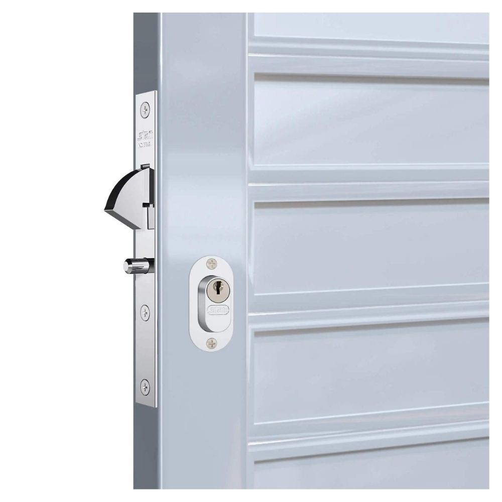 Fechadura Stam 940 Porta de Correr Acabamento Cromado - Espelho de Aço Inox